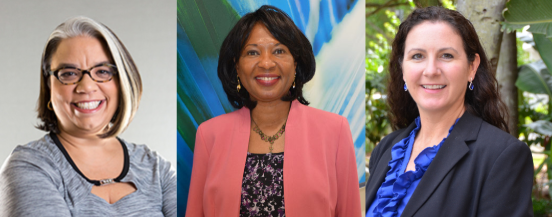 Headshots of Drs. Cynthia Foronda, Ruth Everett-Thomas, and Desiree A. Díaz