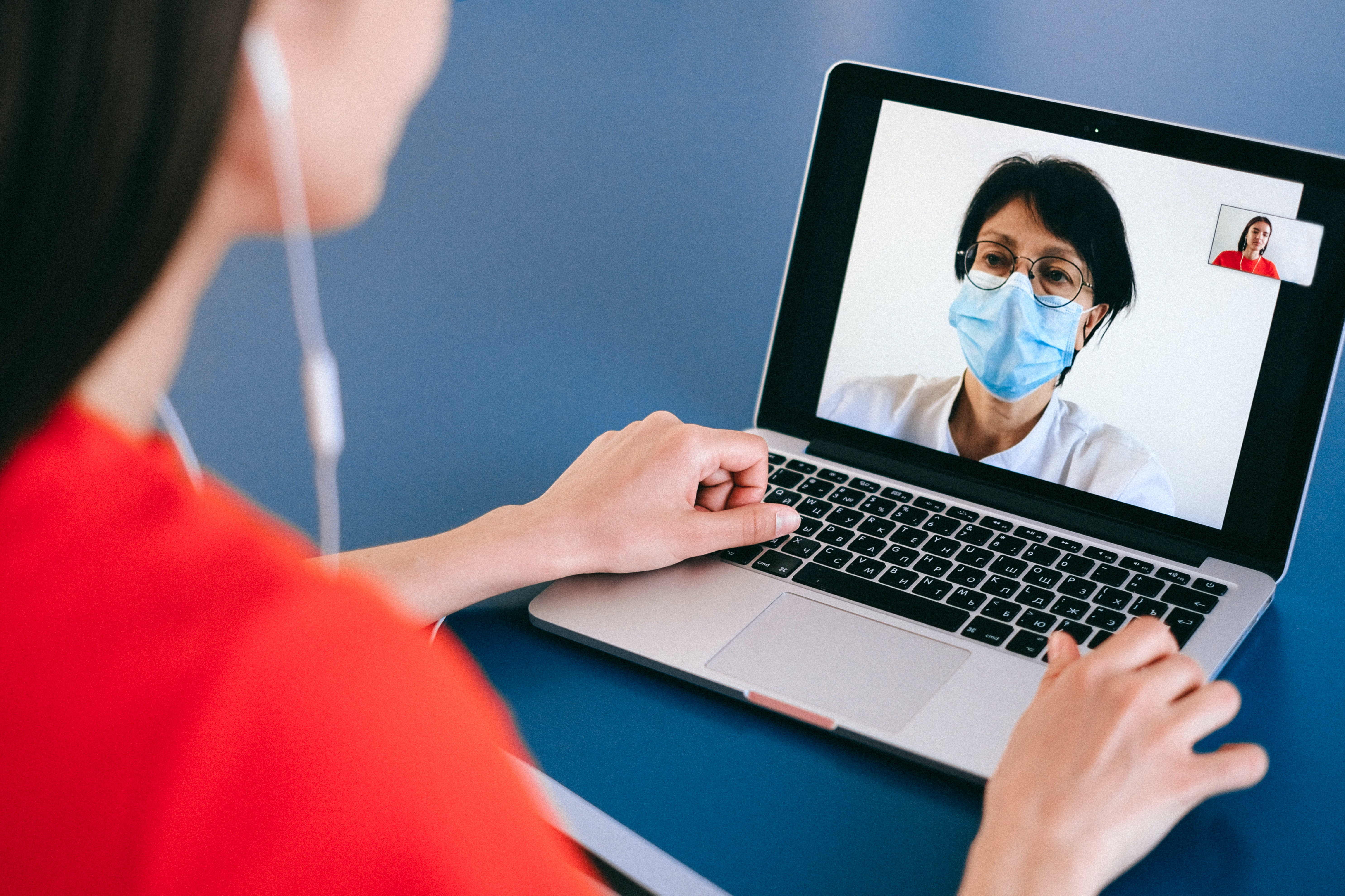 A person on a telehealth appointment with a health professional