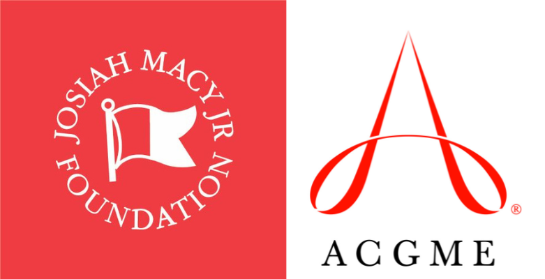 Red and white logos of the Macy Foundation and ACGME